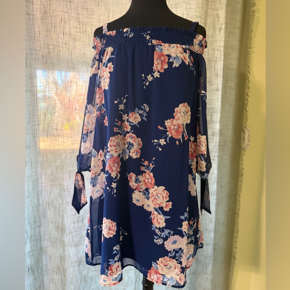 As U Wish Navy Floral A-Line Dress